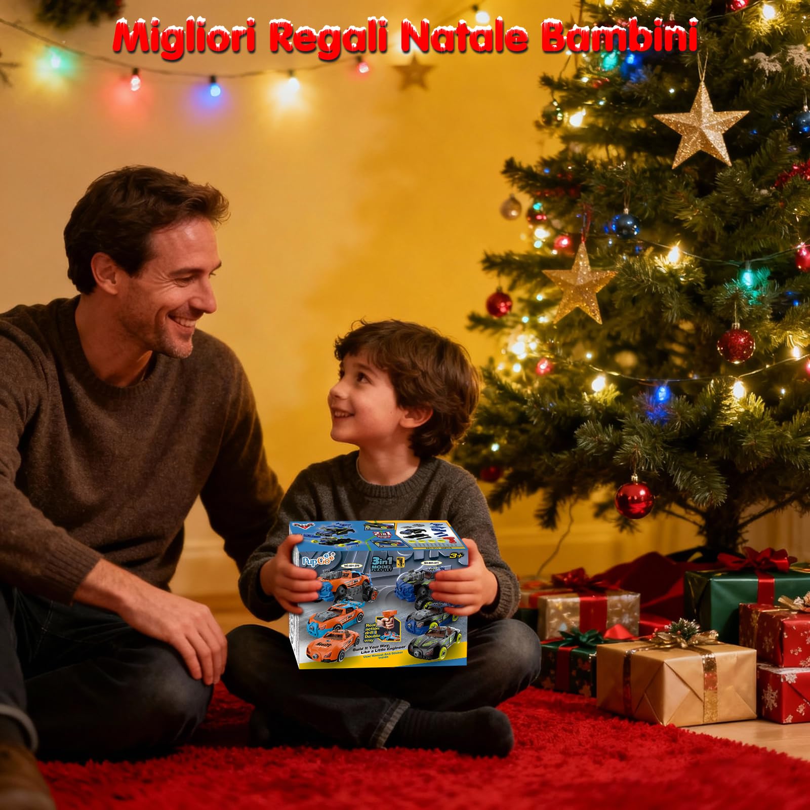 Pup Go Auto 3-in-1 Smontabile per Ragazzi di 3 4 5 6 7 8 Anni, 43 Pezzi con Trapano Elettrico, Giocattolo Camion da Costruzione, Costruisci la Tua Auto, Regalo Giochi Ideale per Bambini (Arancione)