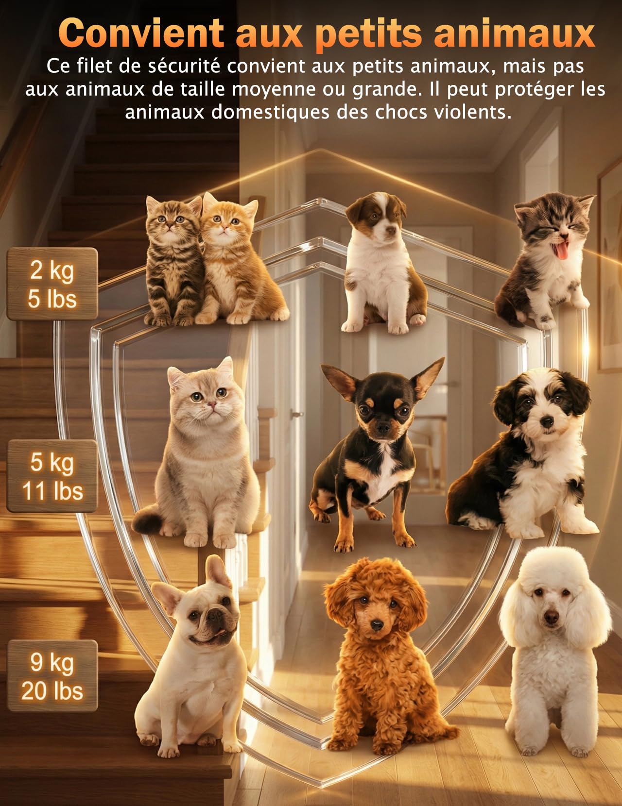 Barrière de Sécurité Chien Enfant Rétractable Extensible (110cm Blanc) | Sans Perçage, Pour Escaliers Portes Couloirs, Intérieur Extérieur, Hauteur Ajustable