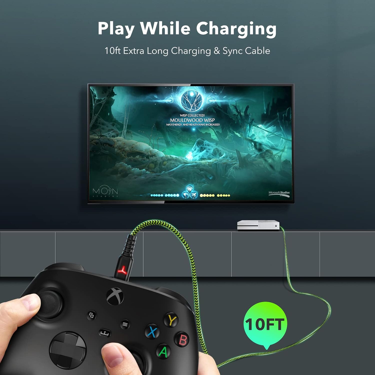 2 Pack Rechargeable Battery Pack for Xbox Controller, Play and Charge Kit with 10FT Fast Charging Micro USB Cable for Xbox One Series S/X/Elite