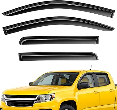 Extra Durable Window Deflectors Tape-On Window Visors Rain Guards Fit for Chevrolet Chevy Colorado 2015-2022 Crew Cab, Sun Visors, Wind Vent for Shades, Exterior Car Accessories - 4 pcs. AG0886
