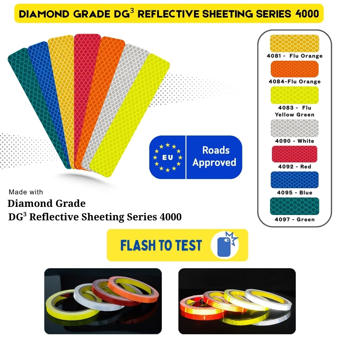Hecho de cinta reflectante 4090 de grado de diamante para exteriores, tiras de alta visibilidad, seguridad, impermeable, llamativo, fuerte adhesivo, para vehículos, remolques, coches, camiones