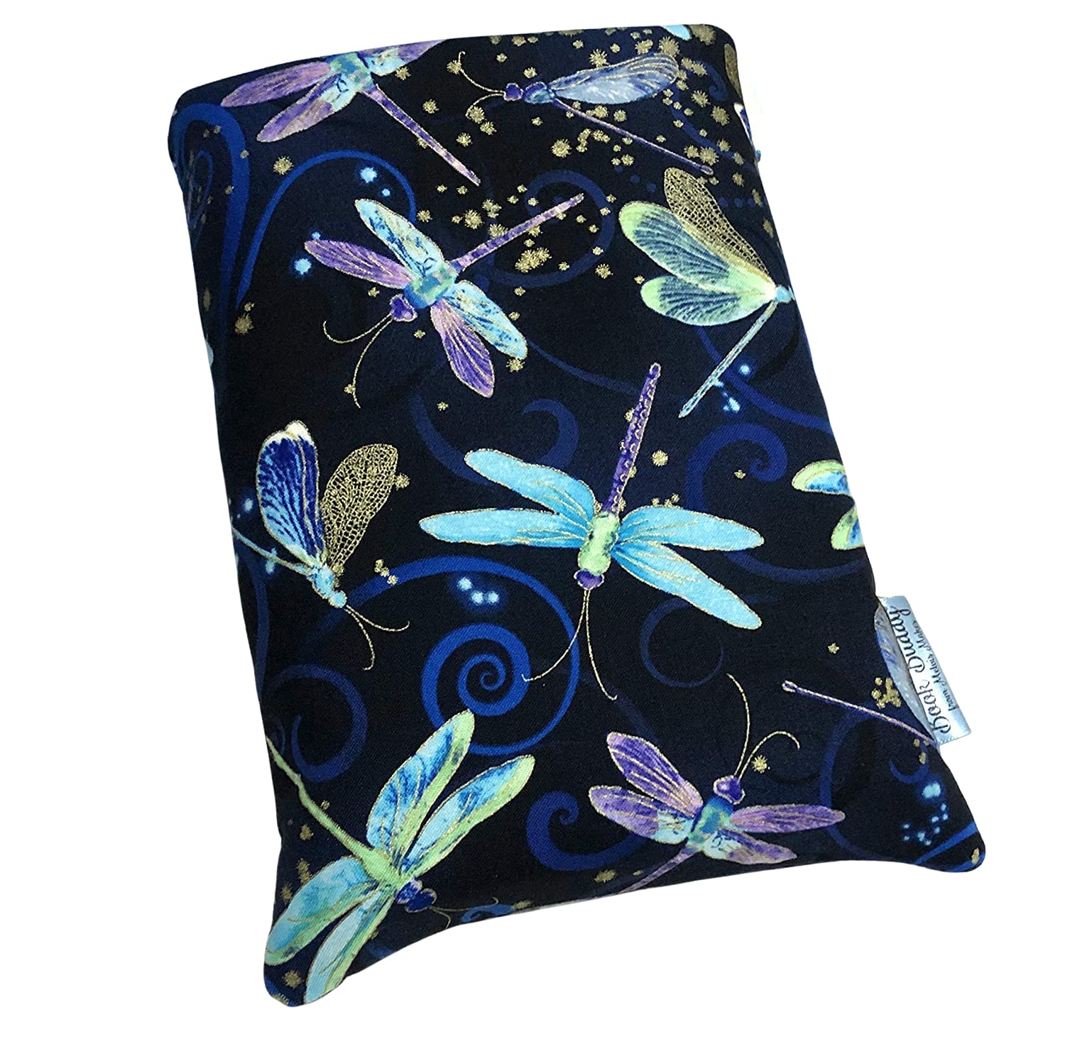 Metallic Dragonfly Book Buddy - Midnight Blue Book Sleeve, 4 Sizes, Paperback/Hardback Book Cover