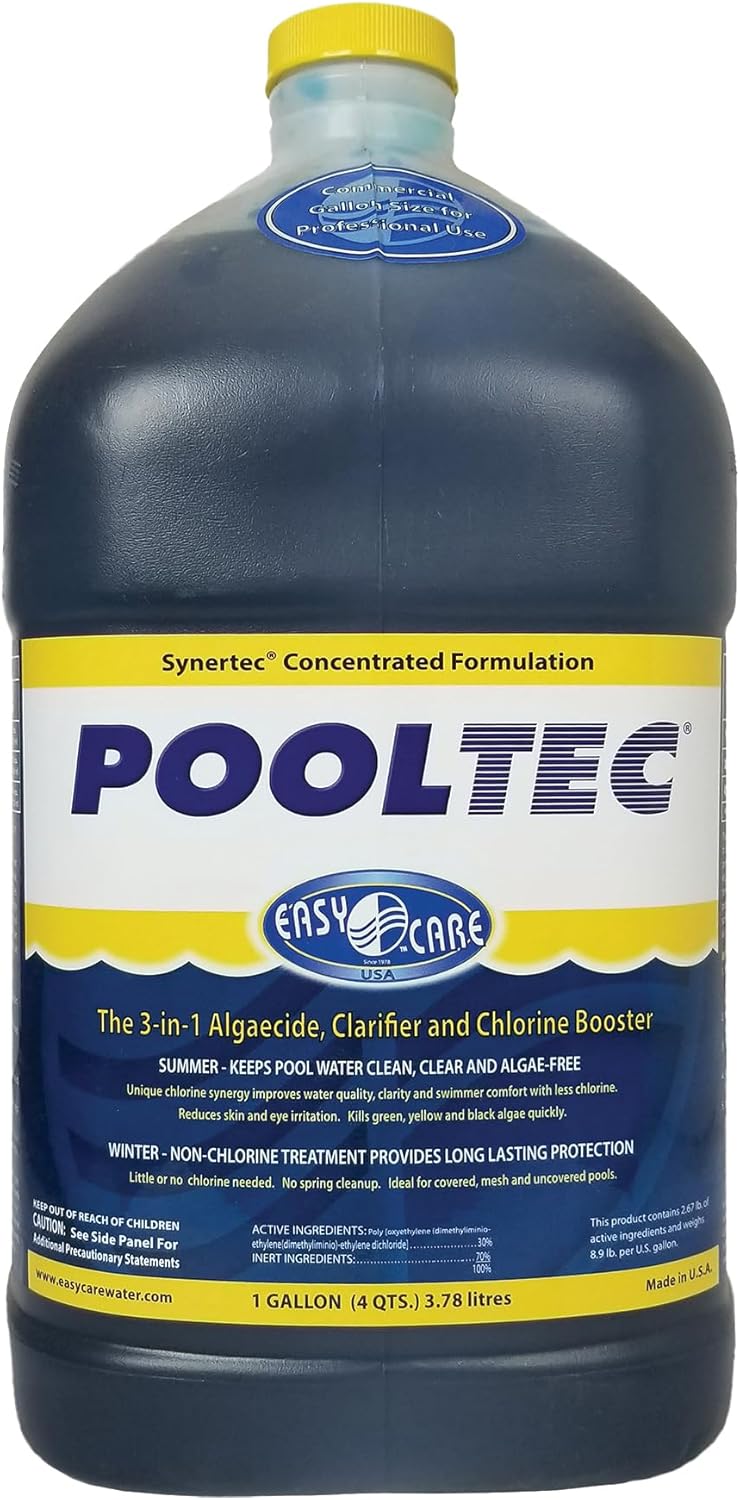 EasyCare 30064 PoolTec Algaecide, Clarifier and Chlorine Salt Cell Booster, 64 oz. Bottle