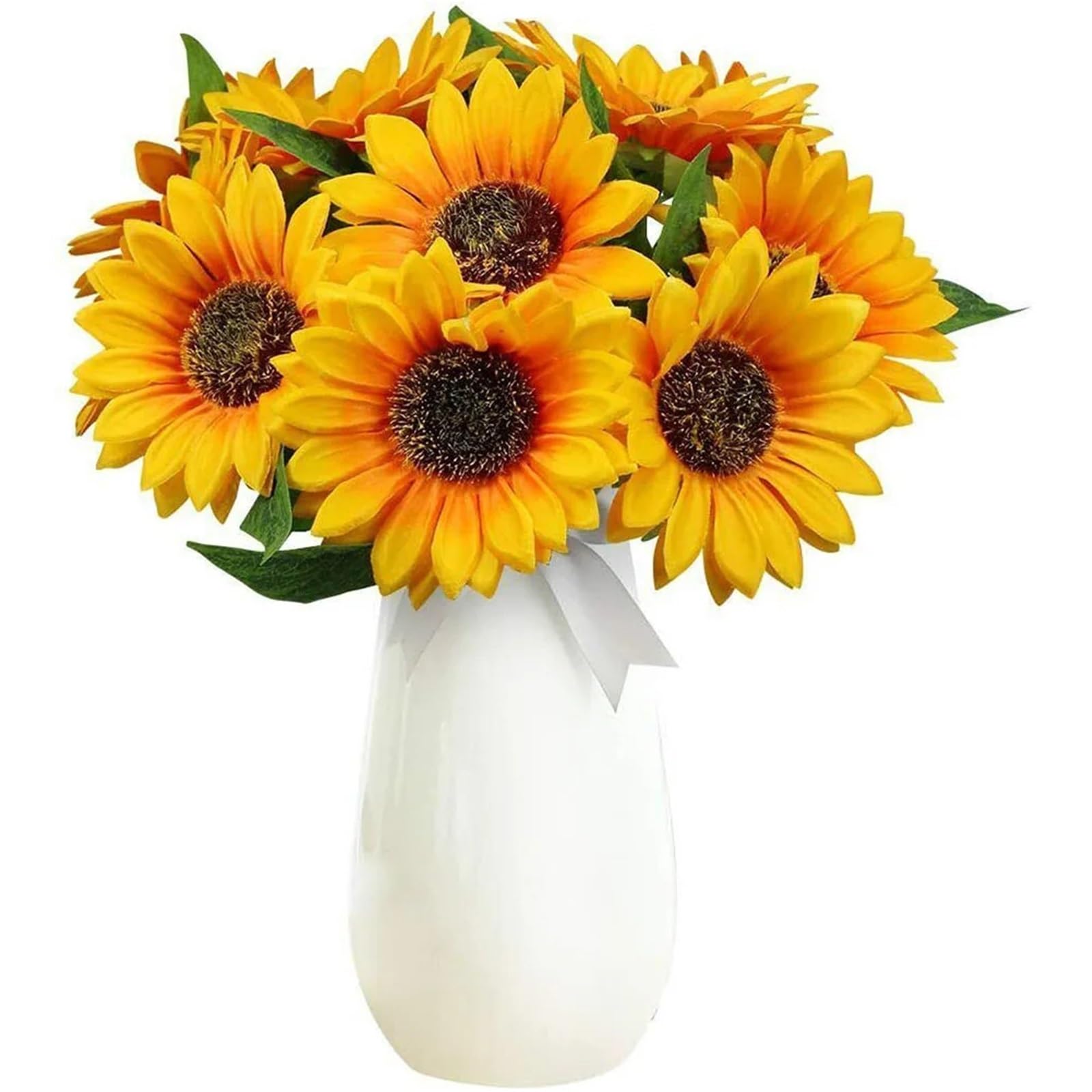 Dcrxz Artificial Flowers 10 Bunches 7 Heads Silk Artificial Sunflowers Fake Flower Bouquet For Garden Wedding Bookstore Party Christmas Decoration