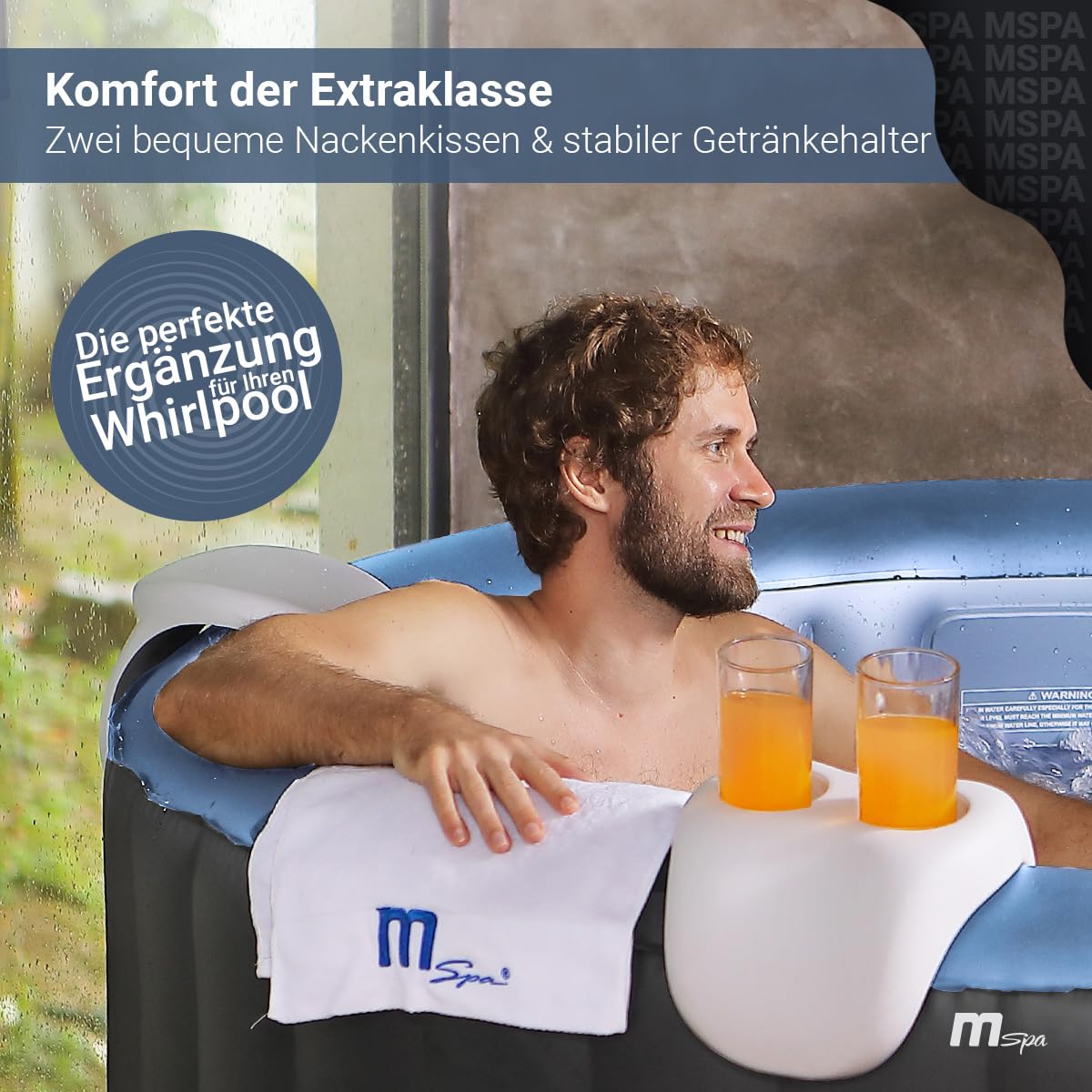 Miweba MSpa Whirlpool Comfort Set B0301350 2 Kopfstützen mit Getränkehalter auch universell einsetzbar