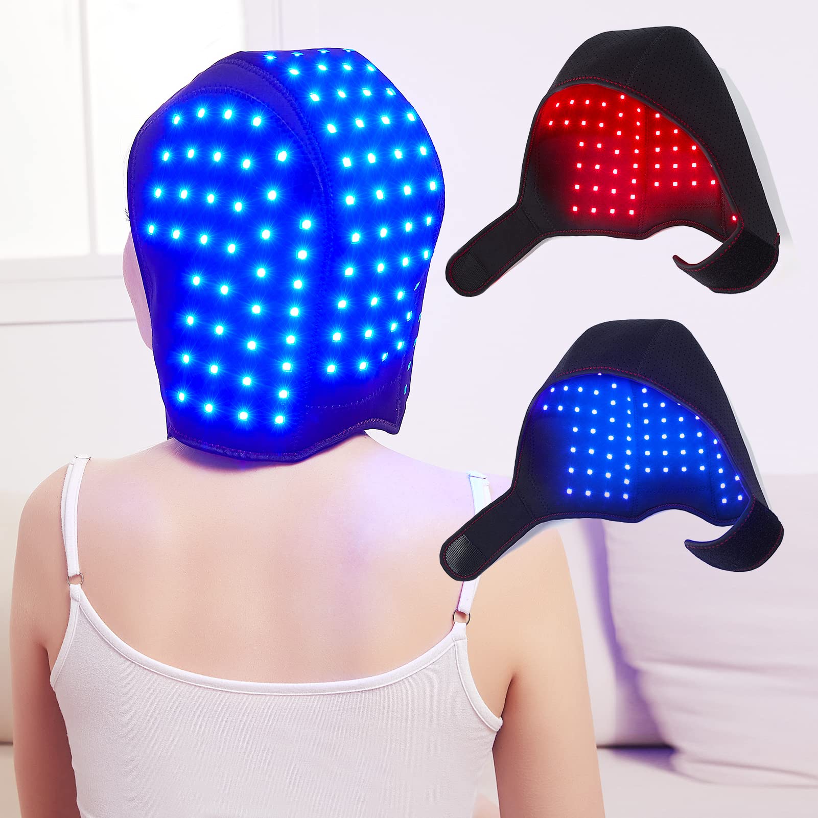 Photo 1 of JOBYNA Blue & Infrared & Red Light Therapy Hat for Head, 144 LEDs 460nm/660nm/850nm