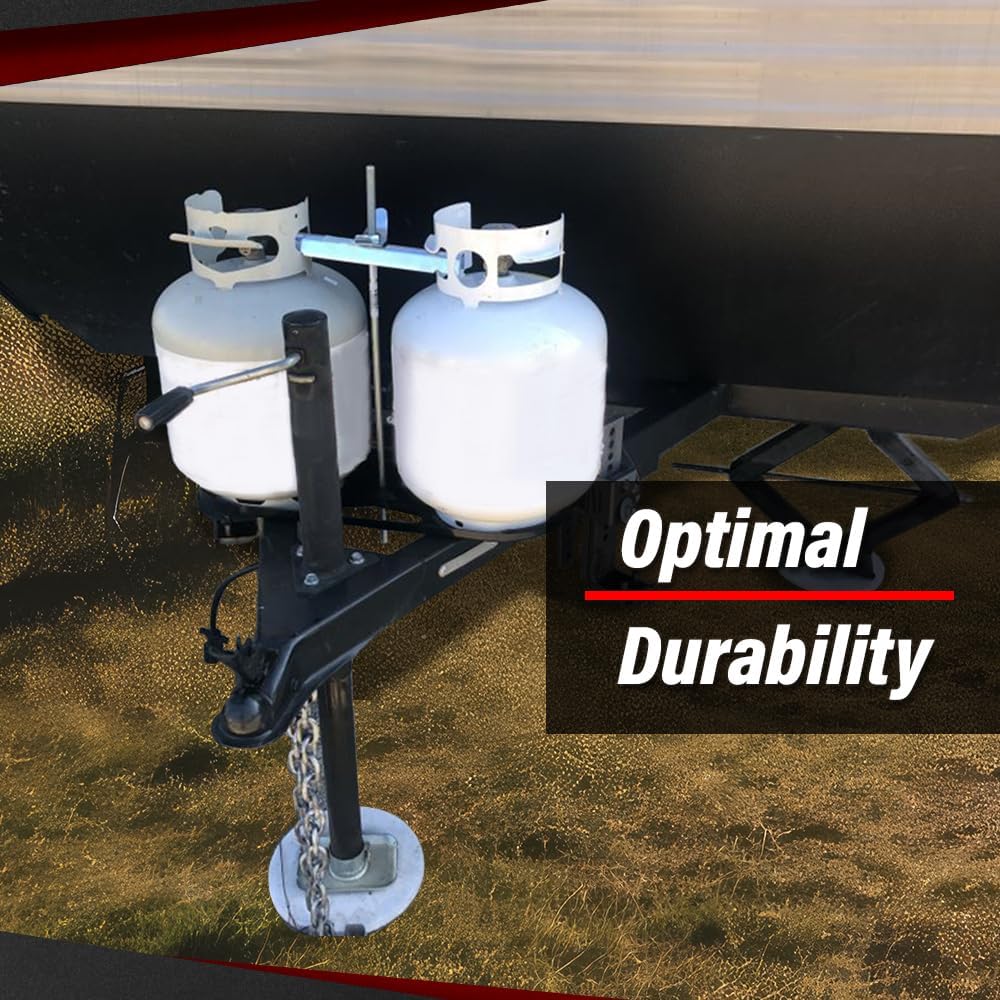 CROSSDESIGN RV Propane Tank Mounting Kit for 20lb 30lb LP Tanks Camper Travel Trailer Rod Size Increased 2" Propane Tank Holder Dual RV Propane Tank