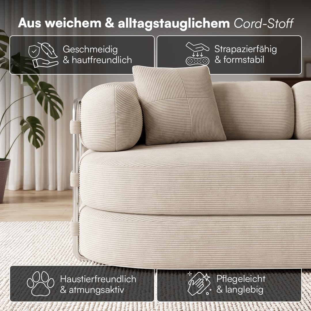 skølm Vörnir Sofa 2 Sitzer, Schlafsofa modular, vakuumiert, Cord beige