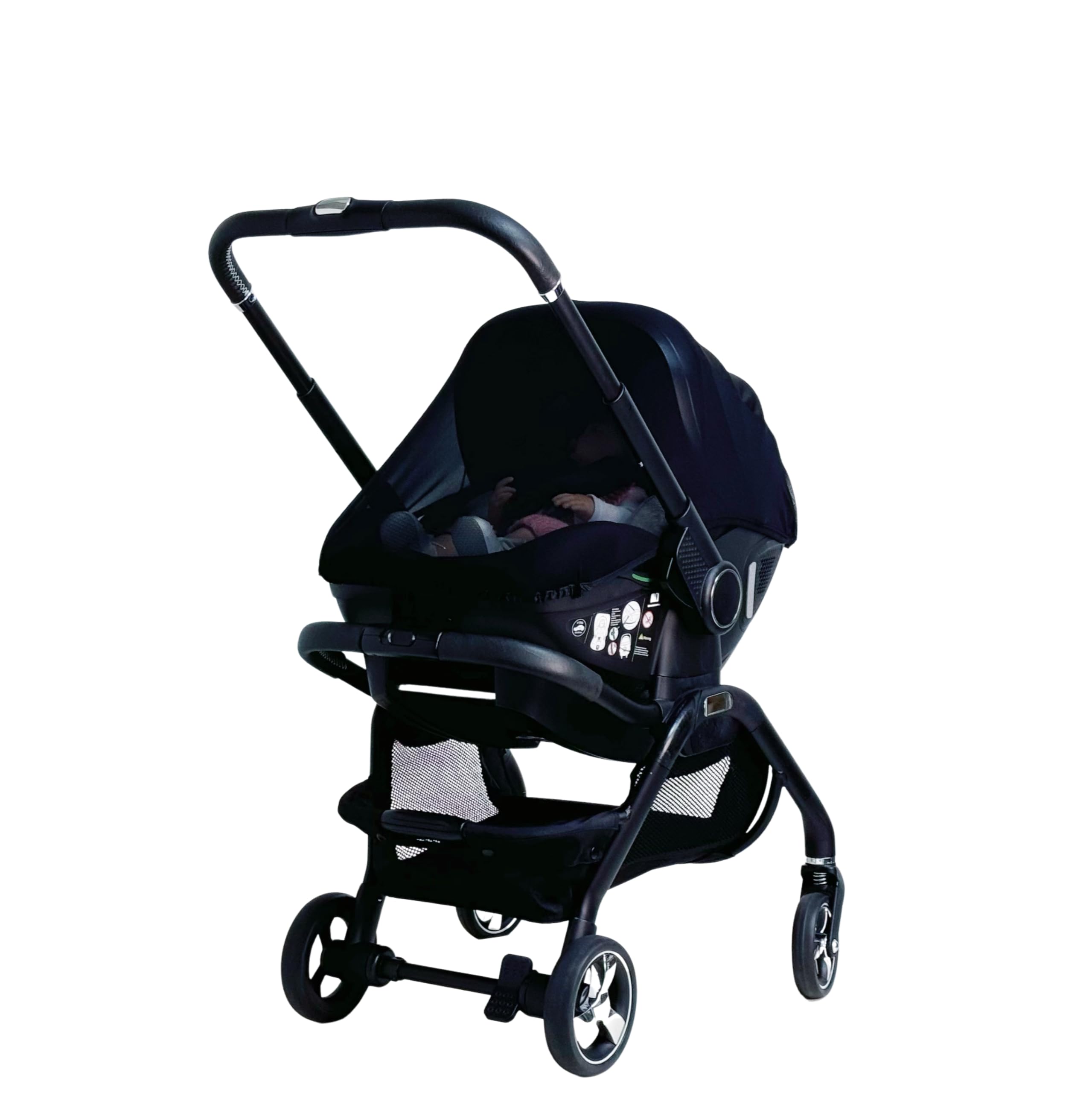 For Your Little One Qubi Infant Car Seat & Stroller, 5-in-1 Travel System, Black, Convertible, 82 x 47 x 101 cm, 5-Point Harness, 3 Height Position | (Qubi Car Seat Mosquito Net)