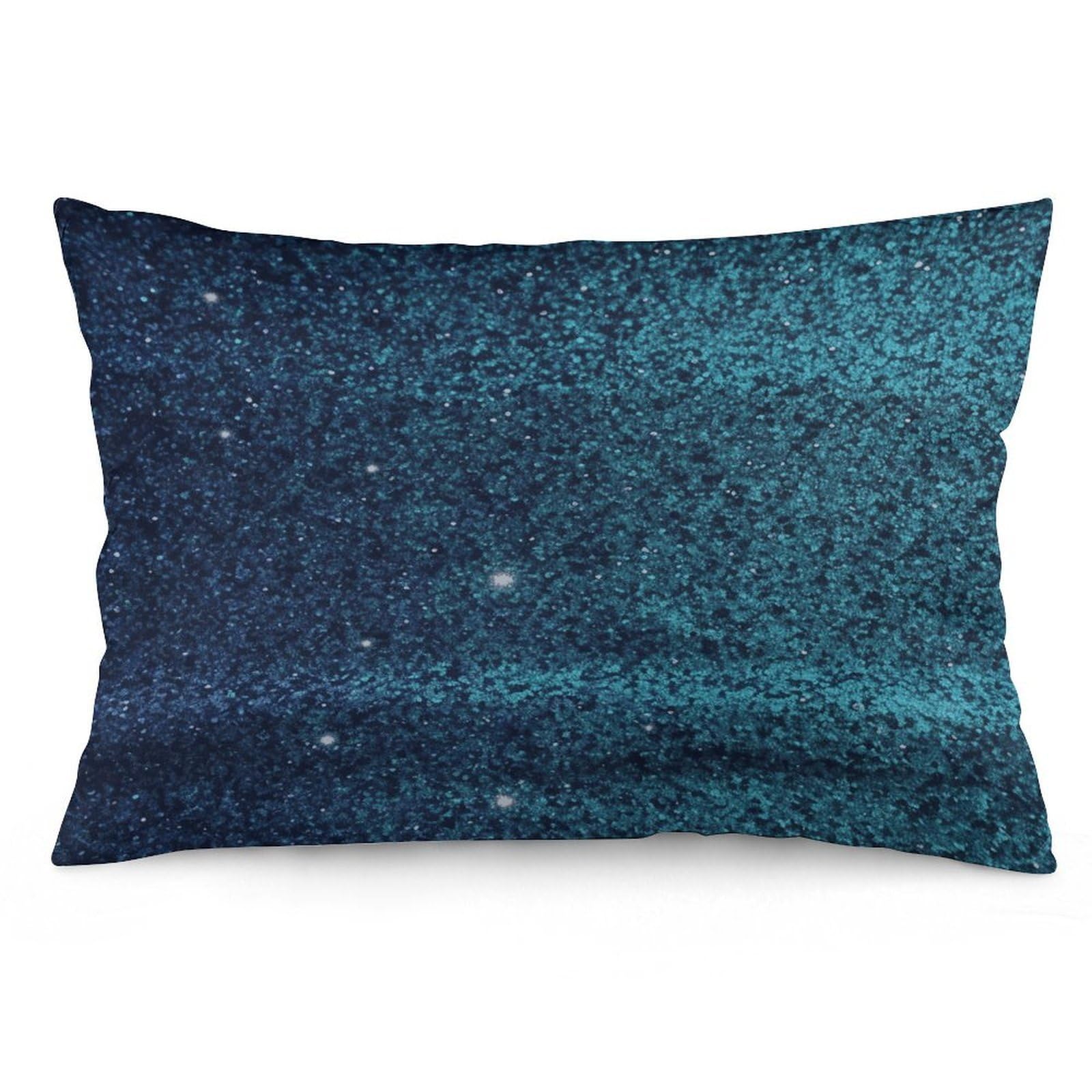 Teal Glitter Throw Pillow Covers with Silent Zipper Polyester Pillow Protectors Removable Pillow Cases Soft Pillowcase Cozy Pillow Sham Cushion Cover for Sofa Car Bed 12 "x20