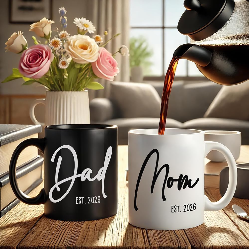 Breezy Valley Mom Dad Coffee Mugs Est 2026 Cup, 1st First Time New Parents Gifts for Couples - Expecting Parents Mom Dad to Be Gifts, Pregnancy Baby Shower Gender Reveal Gift ideas for Mommy to be - Image 4