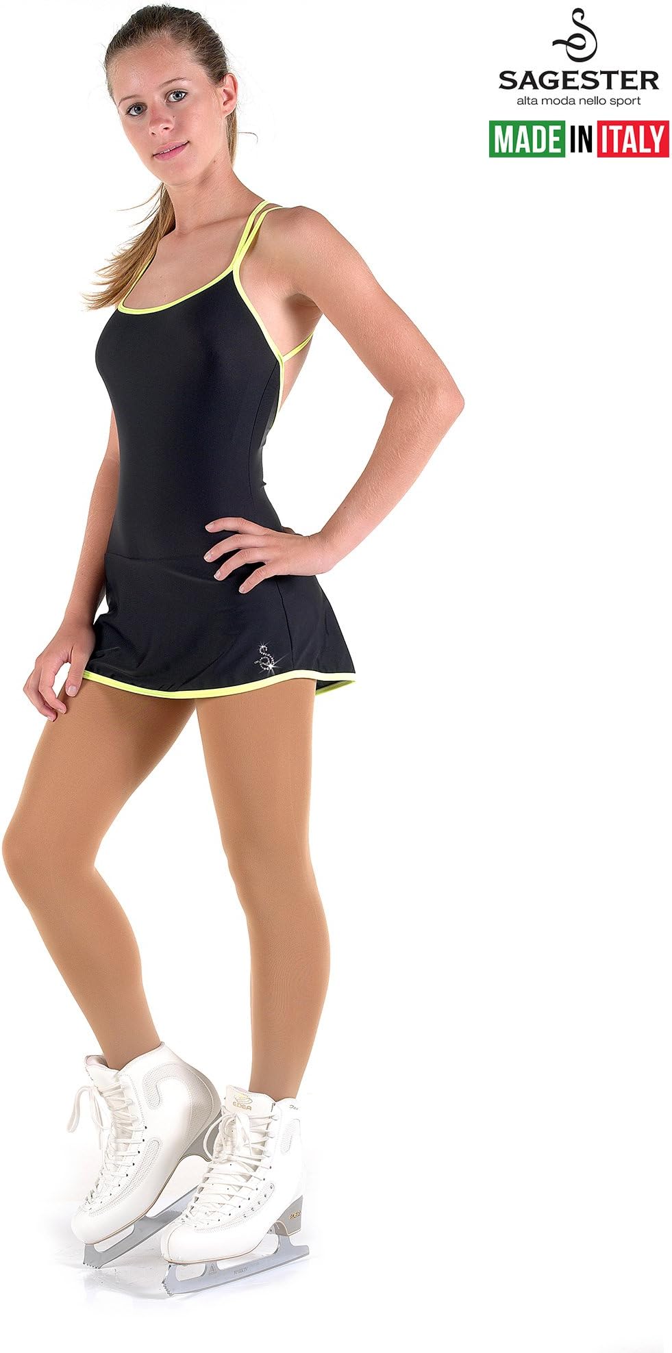 Sagester# 180 / Italy Hand-Made/Figure Skating Dress/Sz: XS, Neon Yellow