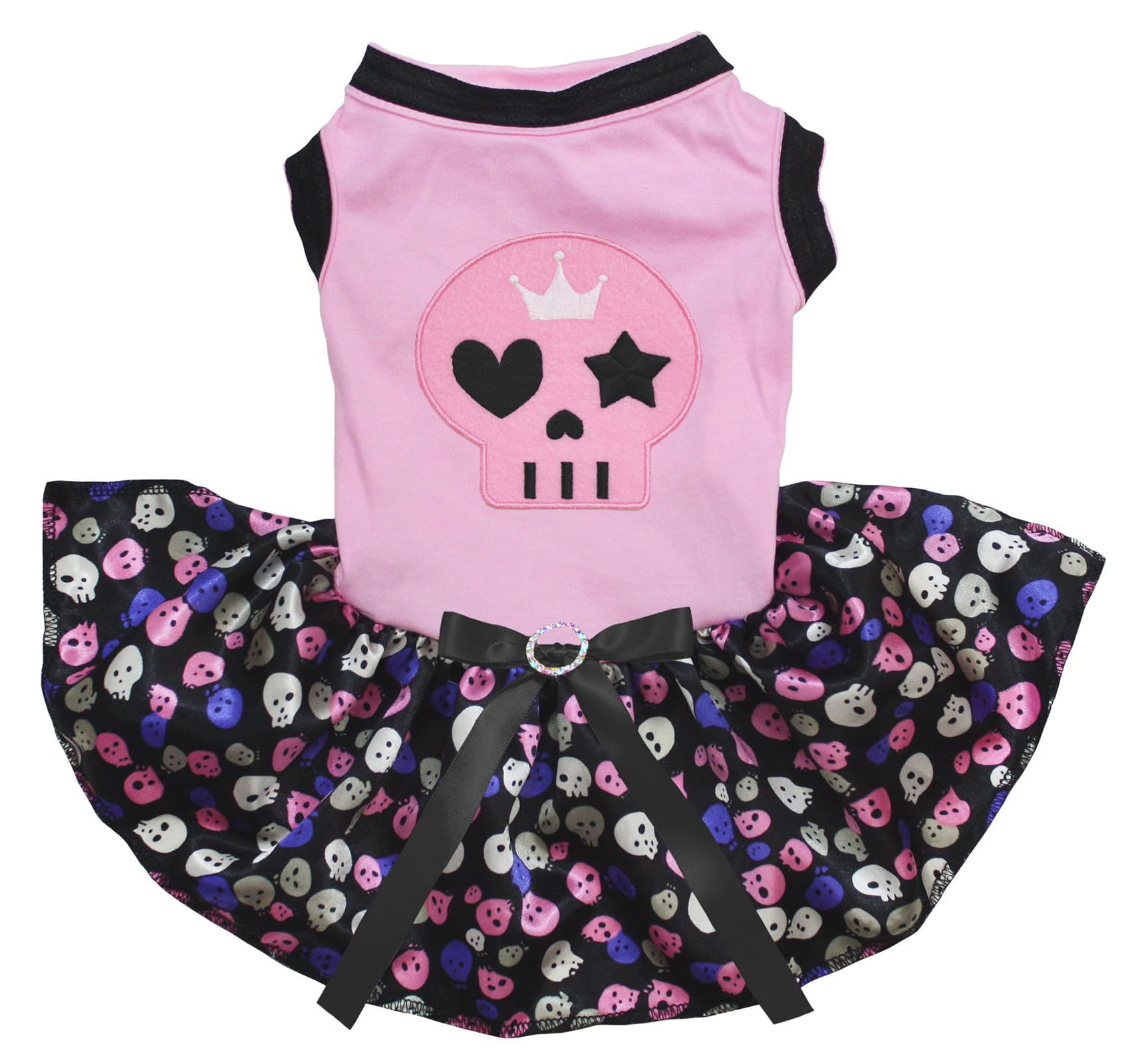 Robe pour chien motif tête de mort colorée et extensible taille S