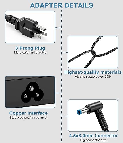 Miniatura 5 de XOUBZ Cargador portátil de 200 W 10.3 A para HP Omen 15 16 17 Victus 15 16 Zbook Fury Studio 15 16 Pavilion Gaming 15 16 17 Envy 16 17 TPN-DA10