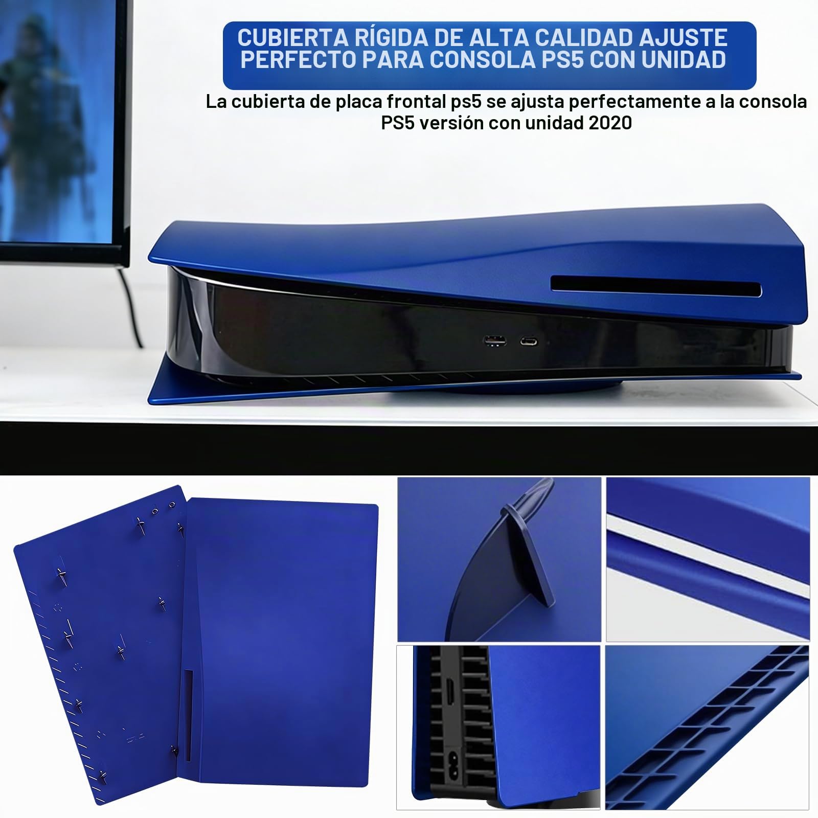 ArVin - Carcasa para consola PS5, placa de repuesto para PS5, antiarañazos, a prueba de polvo, accesorios para juegos de profesión para Sony Playstation 5 Console Disc Edition (azul)