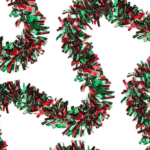 Guirnalda de oropel de árbol de Navidad de 59 pies, guirnalda metálica de Navidad roja y verde, decoraciones colgantes para fiesta de Año Nuevo,