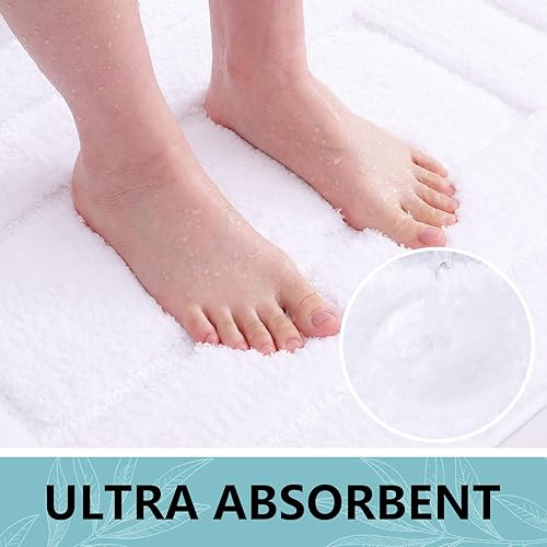 Miniatura 3 de Buganda Tapetes de baño, 30 x 20 pulgadas, de microfibra suave y absorbente, antideslizantes, peludos, lavables a máquina, para el suelo del baño,