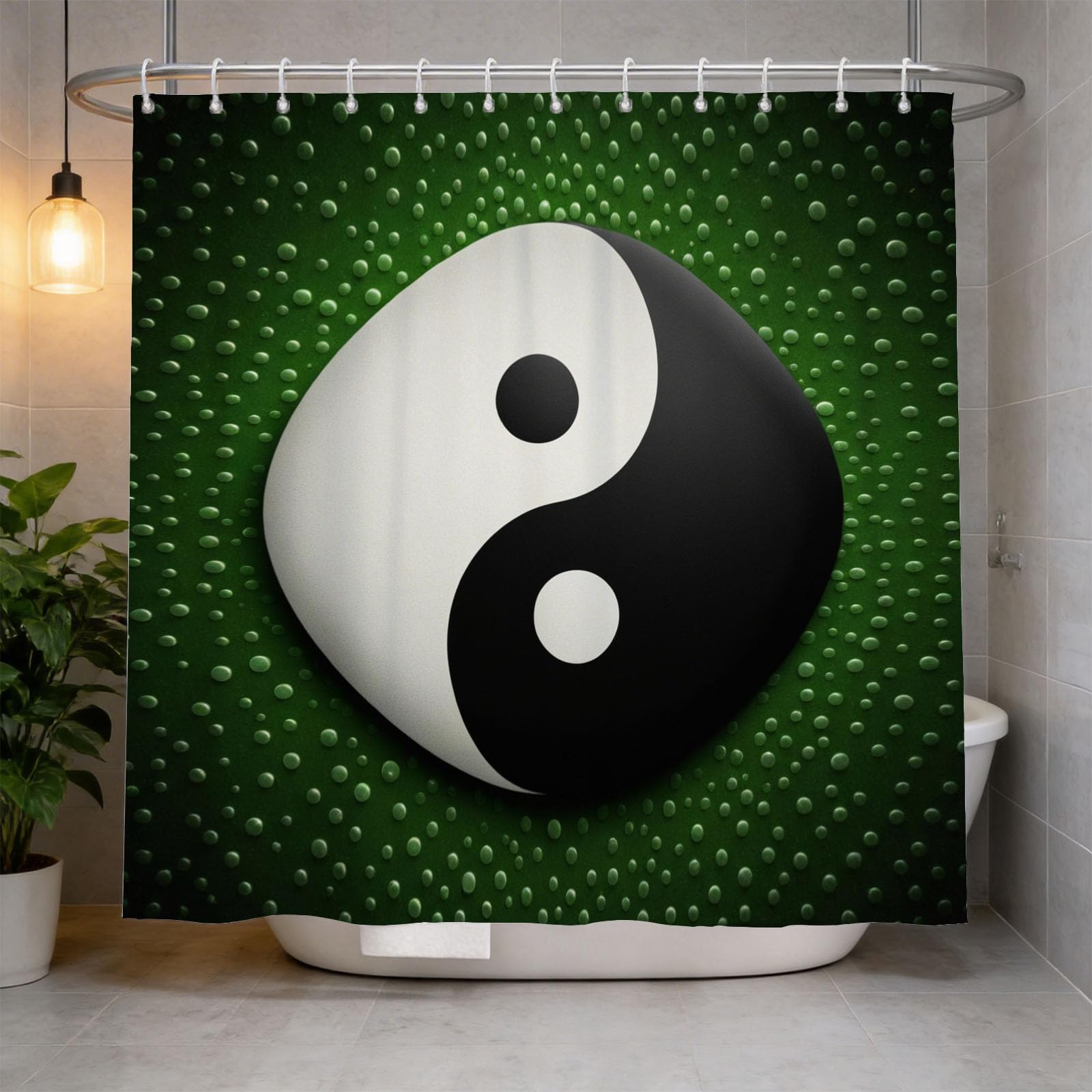 Hongduo 3D Yin Yang Shower Curtain for Stalls Bathtubs Cartoon Bathroom Decor Shower Curtain Set Polyester Fabric Waterproof 180x200cm/71X79 Inch with Hooks