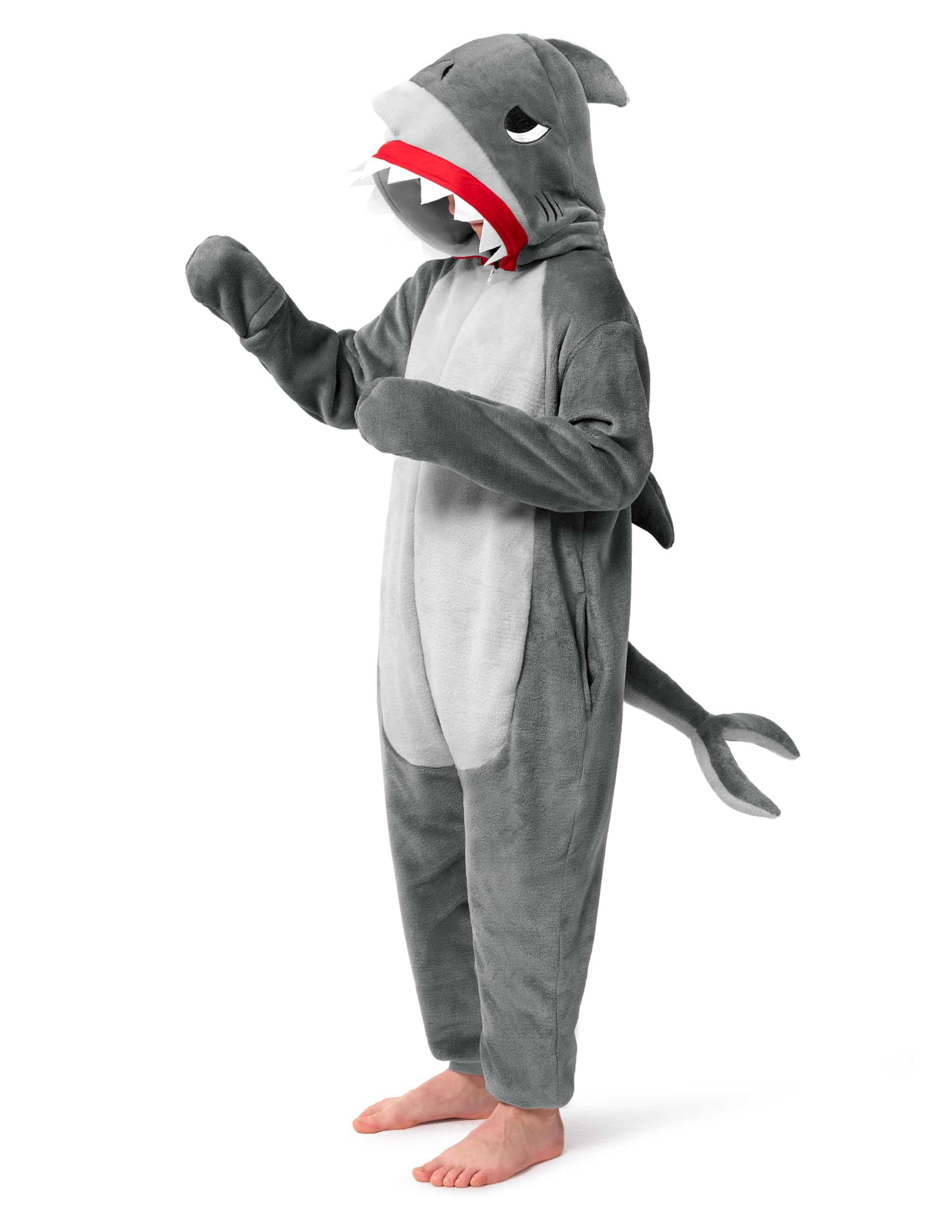Spooktacular CreationsHalloween Shark Pajama, Kids Shark Costume Hooded Jumpsuit for Halloween Cosplay Theme Parties