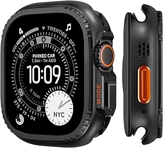 Metal Cases Compatible with Apple Watch Ultra 3/2/1 49mm Case, 2 in 1 Stainless Steel Protective Cover Rugged Bumper with Back Frame for iWatch Ultra 49mm, Black