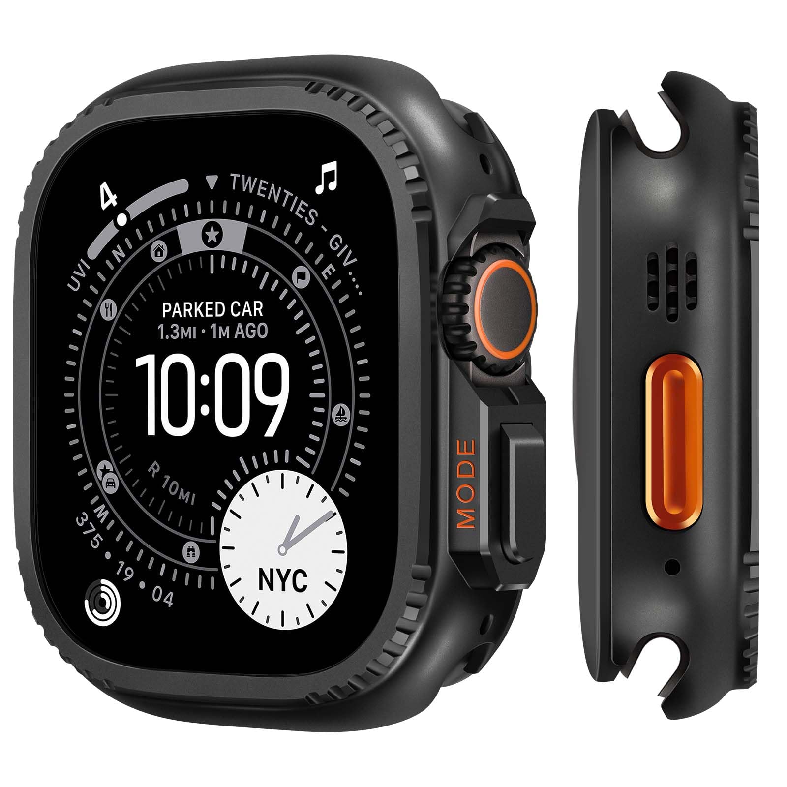 Protective Case Compatible with Apple Watch Series 9/8/7 45 mm Case, Robust Metal Case with Back Frame for iWatch 9/8/7 45 mm, Black