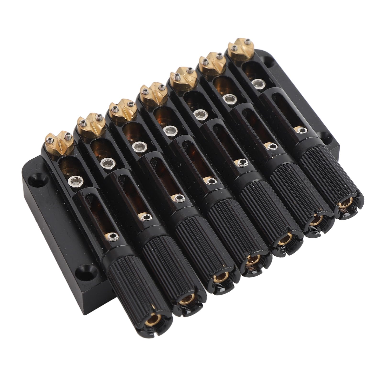 POENVFPO Sostituzione di Ponte di Chitarra Senza Testa, 7 Corde in Acciaio Legato e Ottone, Qualità Tonale e Suono Migliorata per Chitarra Elettrica (GA1127)