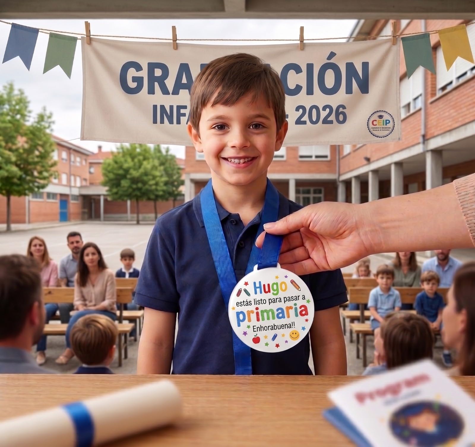 MEDALLAS DE GRADUACIÓN Infantil Personalizadas - Pack mínimo de 8 Unidades - Metacrilato Blanco o Transparente. Regalo Ideal Fin DE Curso y GRADUACIONES. Regalos TPMAS