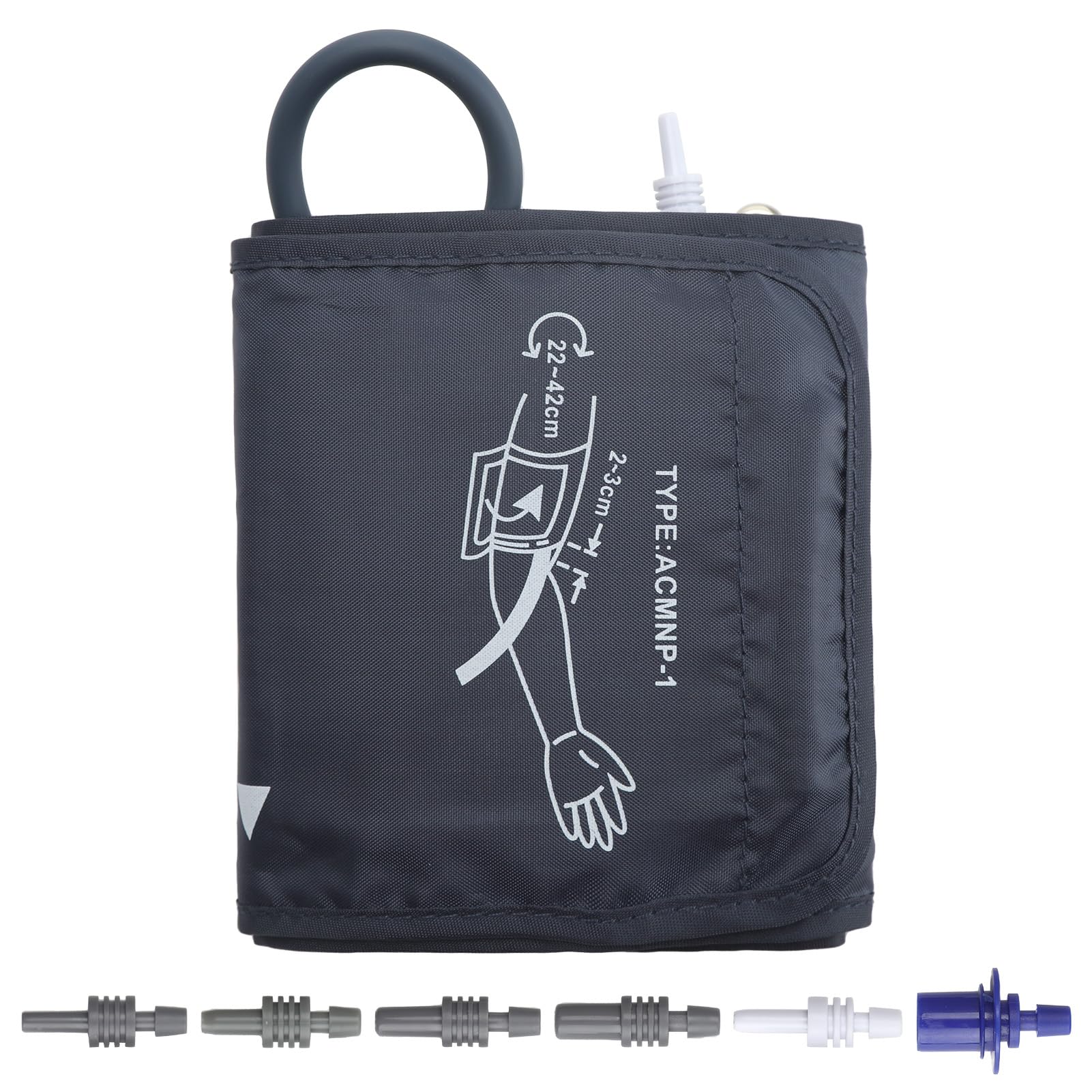 Brazalete Universal para Tensiómetro de Brazo 22-42 cm con 6 Conectores – Compatible con Omron, Beurer, Medisana, A&D y Más – Manguito de Repuesto Cómodo para Monitor de Presión Arterial