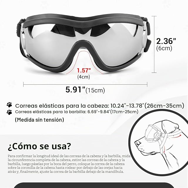 Foto 5 de 8 de NAMSAN Gafas de Sol para Perros de tamaño Mediano a Grande, con protección UV, Resistentes al Viento