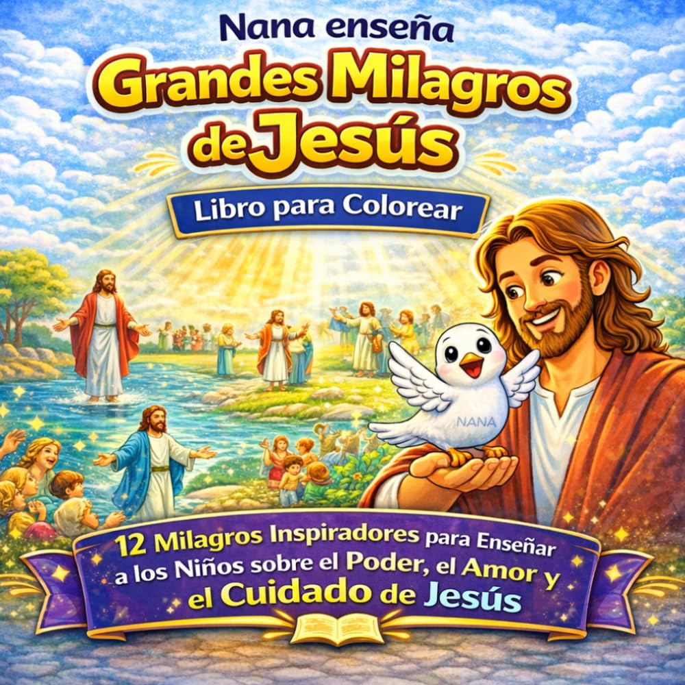 Nana Enseña: Grandes Milagros de Jesús. Libro para Colorear: 12 Milagros Inspiradores para Enseñar a los Niños el Poder, el Amor y el Cuidado de Jesús