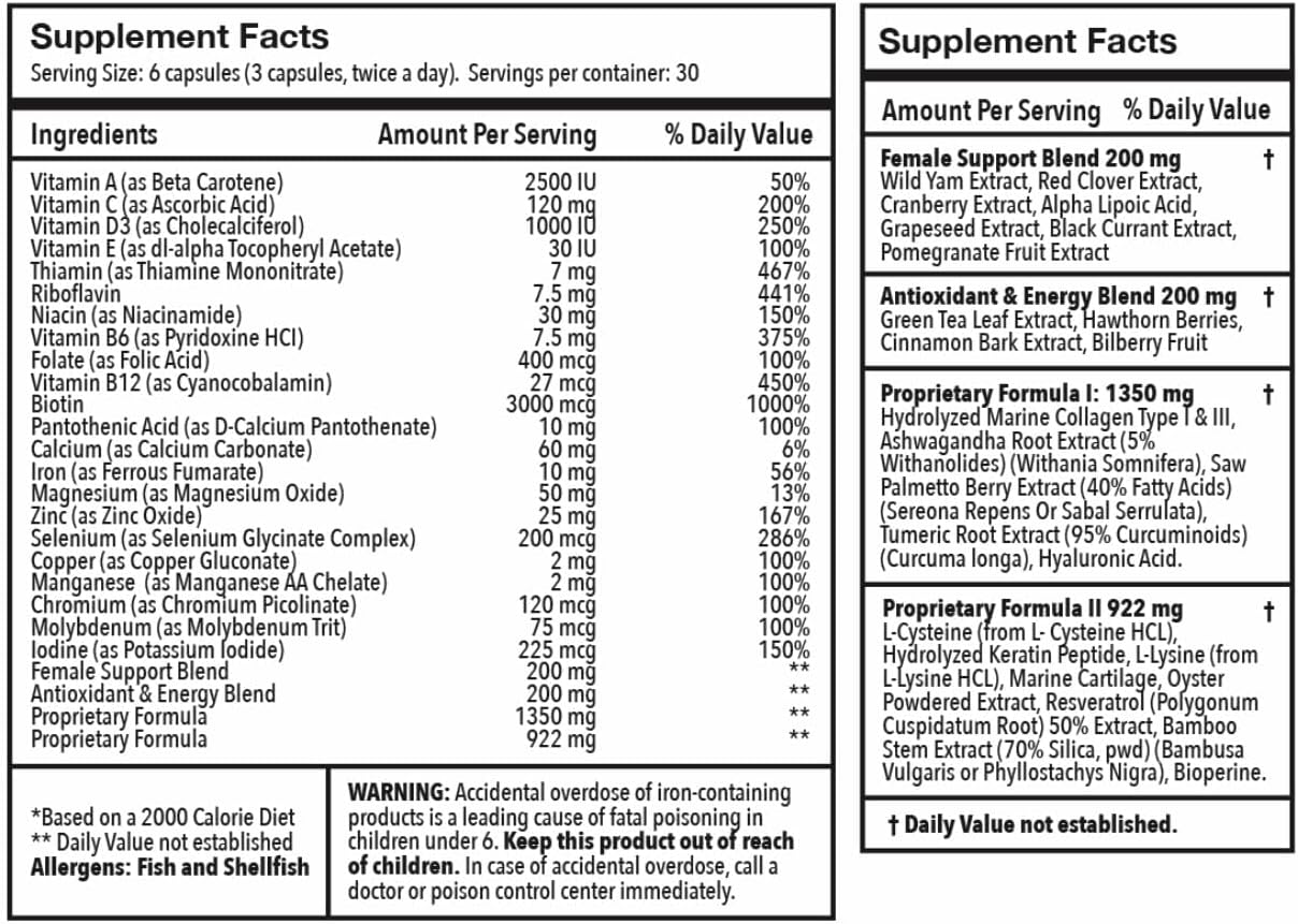Ultimate Regrow Multivitamin: Promotes Hair Growth, Skin, & Nails Health - 360 Capsules (60-Day Supply)