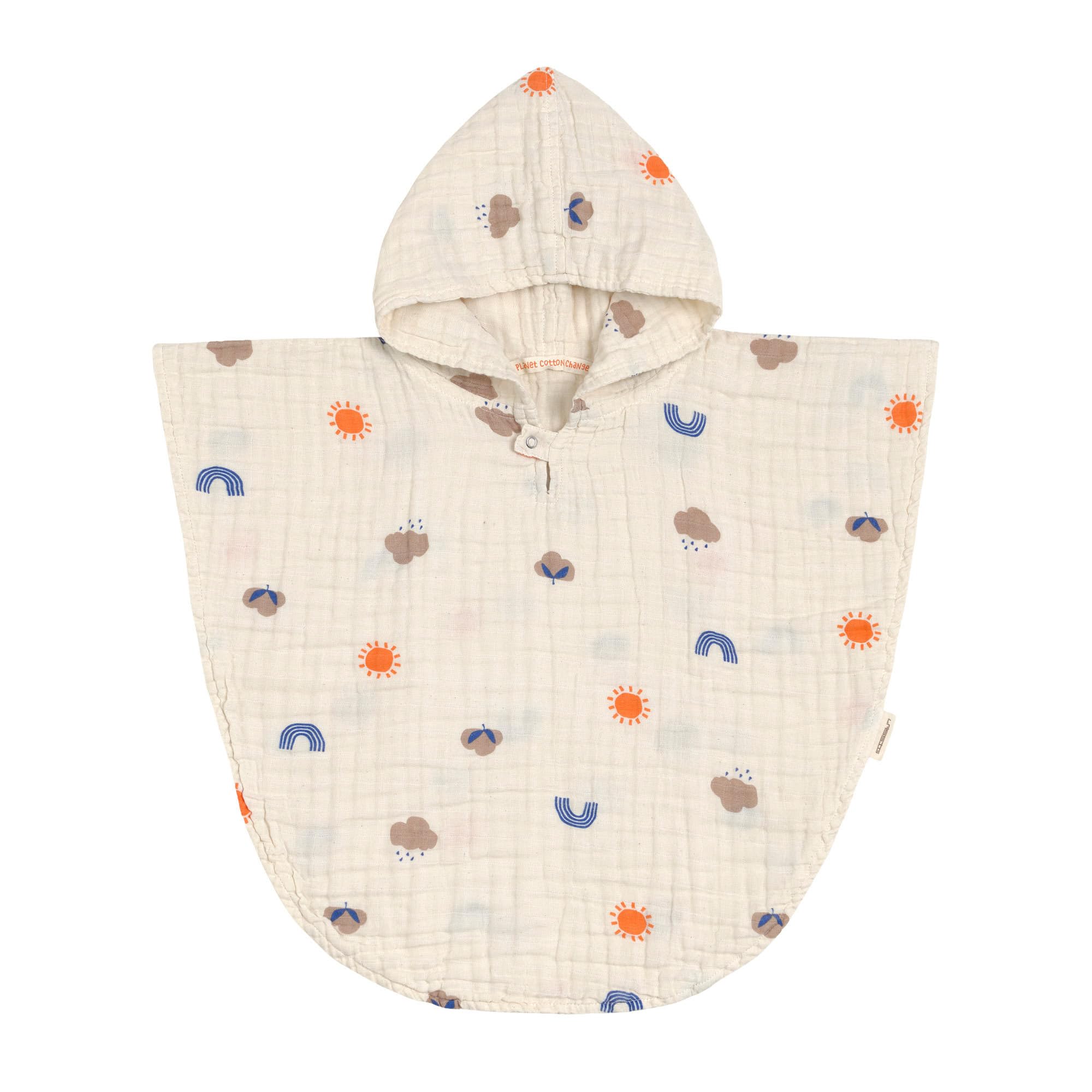 Lässig Children's Muslin Bath Poncho with Hood/Muslin Poncho Blossom Nature