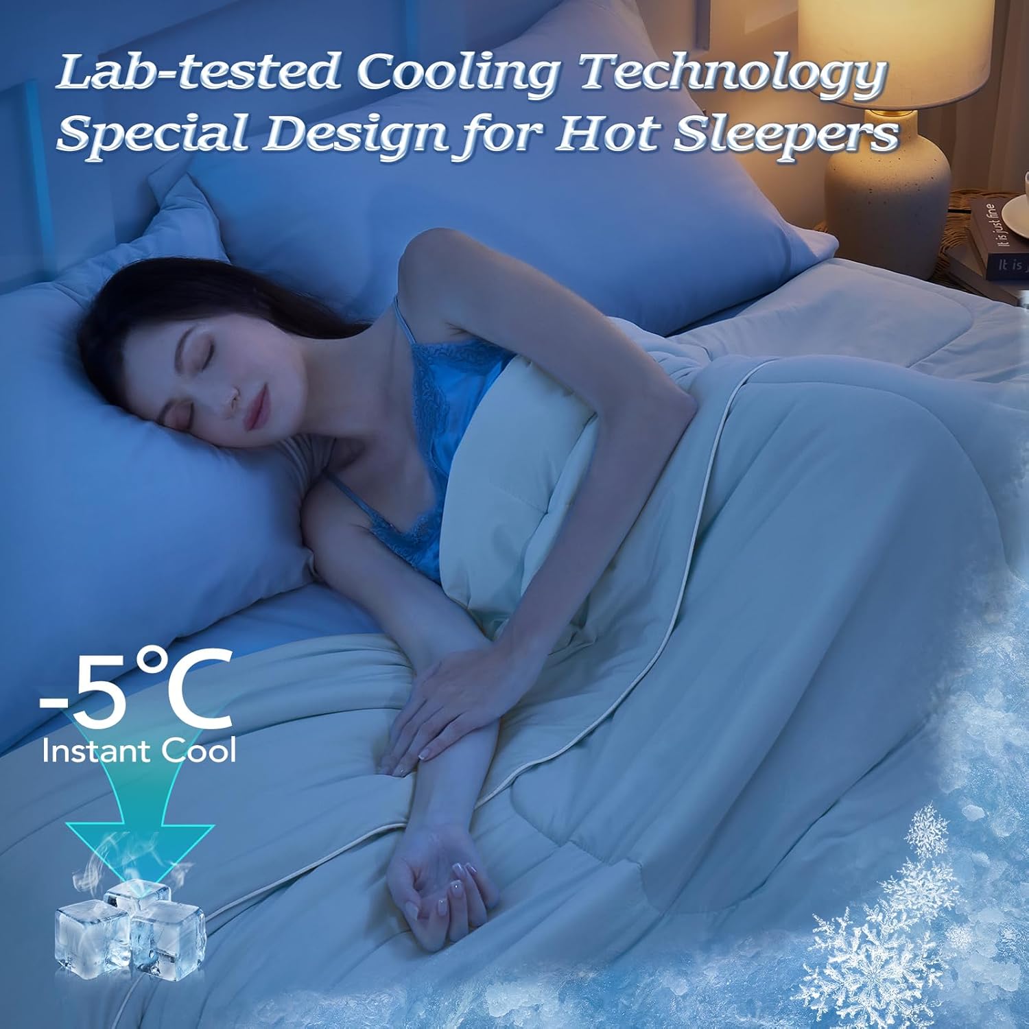 HARBOREST Cooling Comforter King Size - Double-Sided Silky Cooling Surface Design, Beige (106" x 90") - Image 3