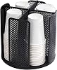 Rotatable Coffee Cup Lid Organizer with 4 Compartments Paper Cup Dispenser Holder Rack Durable Paper Cup Storage for Countertop Home Office Coffee Shop (Black)