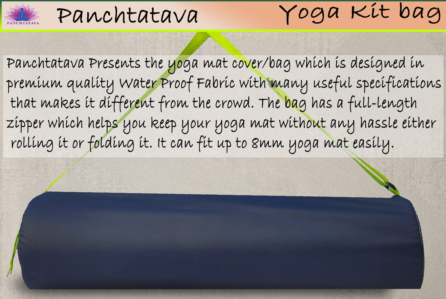Panchtatava Full Parachute Dori Lock Fabric Exercise Mat Carry Bag Cover only with Broad Shoulder Strap 4