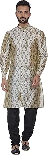 veera paridhaan Men's Blue Multi Print Sherwani Style Long Silk Kurta-picture-23