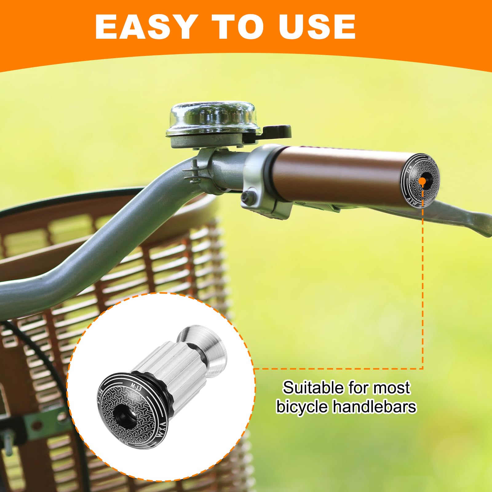 2Pcs Aluminum Alloy Bike Handlebar End Plugs - Silver, Universal Fit For Most Bicycle Grips, Easy Push-In Installation