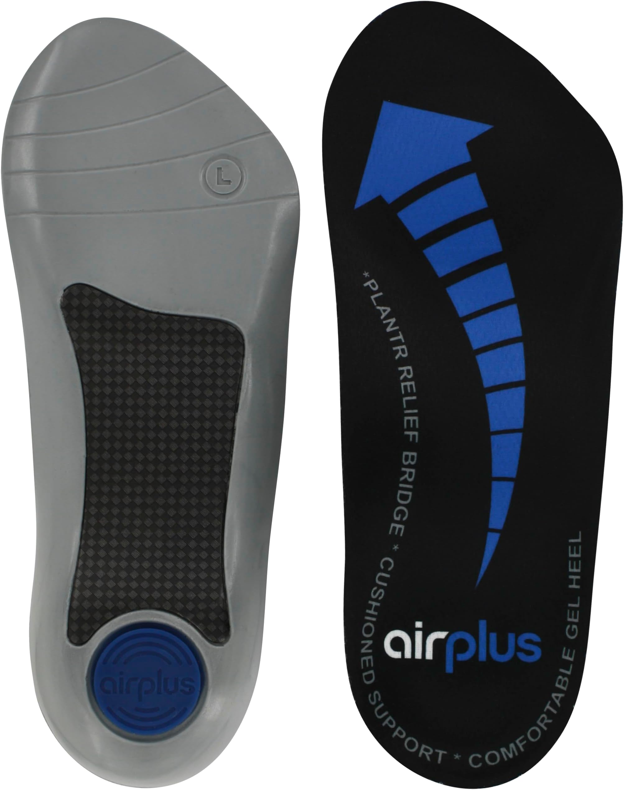 UK AP Airplus Men's Plantar Fascia Insole - Orthotic Arch Support for Superior Comfort & Stability - Shock-Absorbing Design - Black, Medium