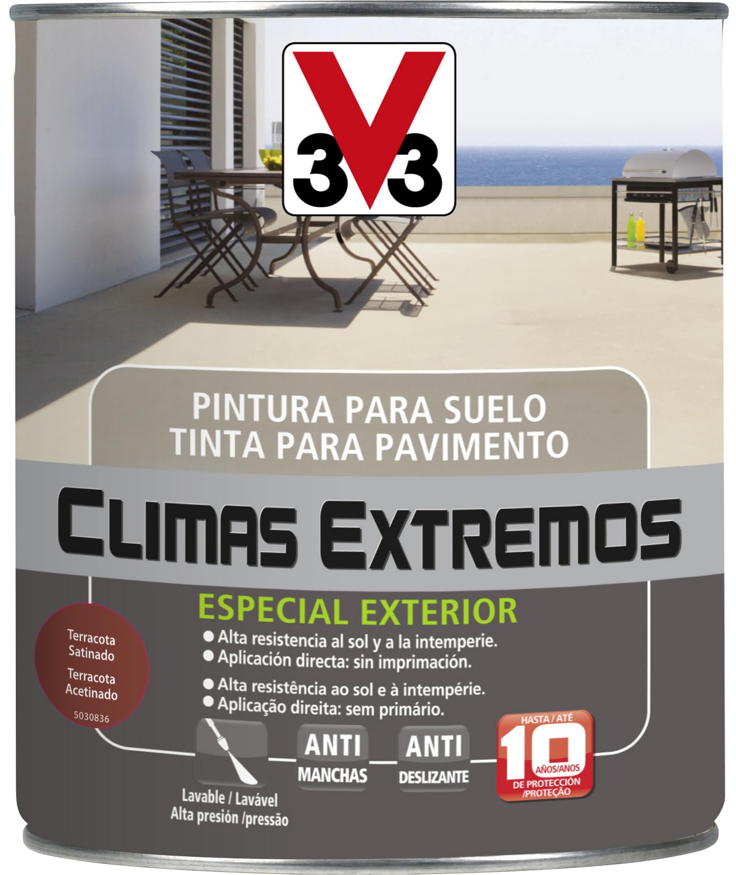 V33 PINTURA SUELOS CLIMAS EXTREMOS SATINADO TERRACOTA 0,5L