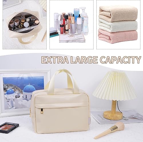 Miniatura 5 de ChicVessel Bolsa de maquillaje de piel sintética, bolsa de cosméticos para mujer, bolsa de maquillaje pequeña, bolsa de maquillaje grande,