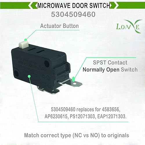 Miniatura 3 de LONYE 5304509460 Interruptor de puerta de microondas de repuesto para microondas Frigidaire Electrolux 5304464099 AP6230615 PS12071303 (paquete de 2)