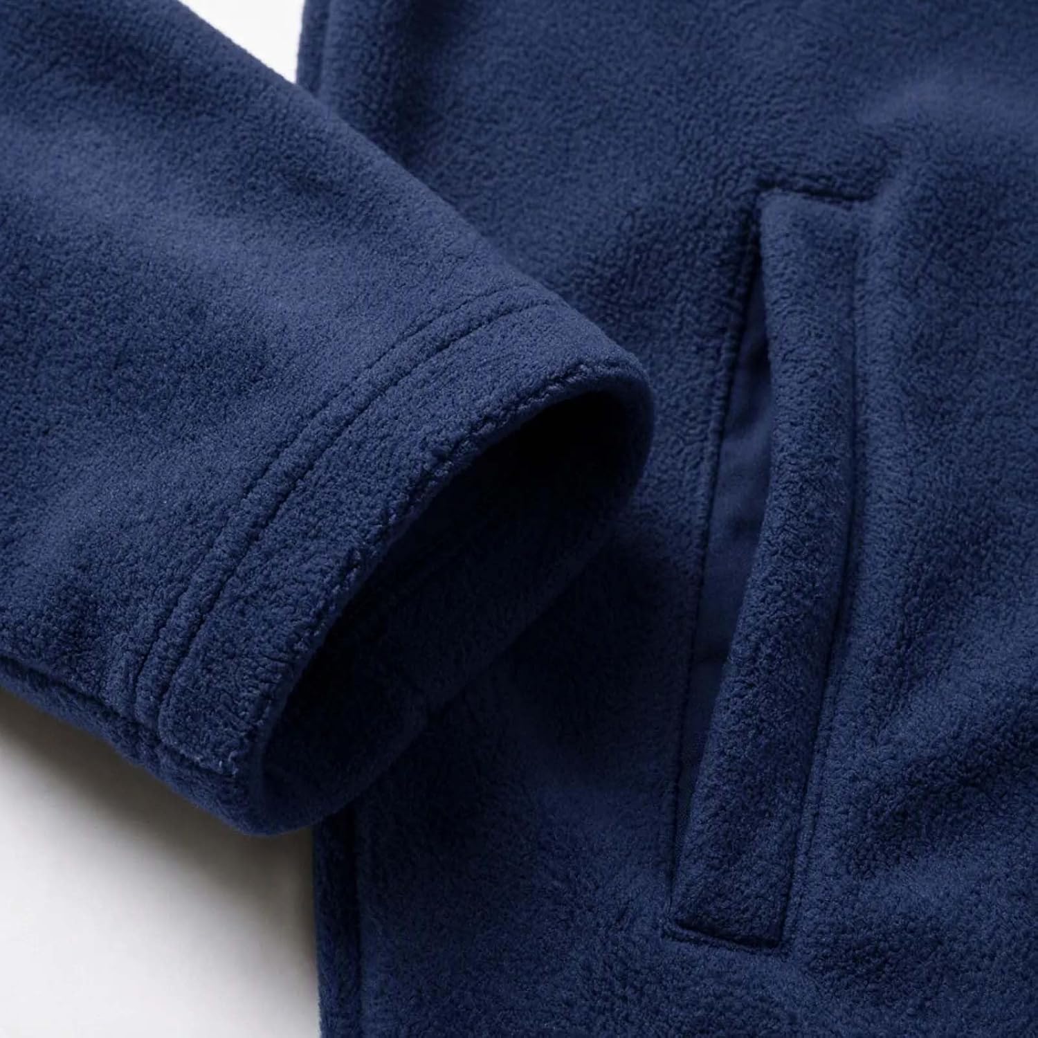 Men's Full Zip Fleece Jacket Stand Collar Casual Chest Pocket Coat
