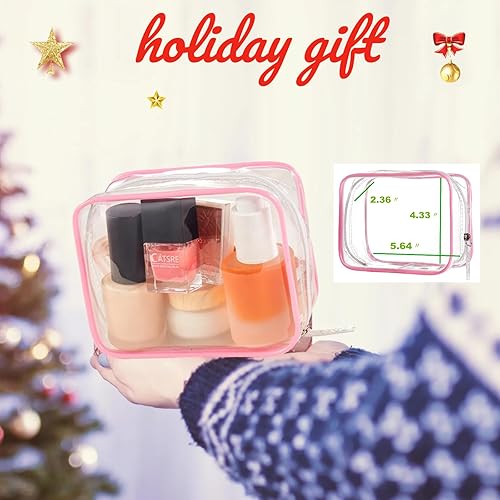 Miniatura 3 de CALYGO Accesorios de avión imprescindibles de 1 cuarto de galón, bolsa de viaje aprobada por la TSA para mujeres que viajan, rosado (3 Pack Pink),