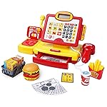 FS Toy Cash Register for Kids, with True Barcode Scanner & Calculator Toys, Pretend Play for Toddlers 3-5, Shopping Playset, Kids Cash Register with Credit Card for Boys and Girls