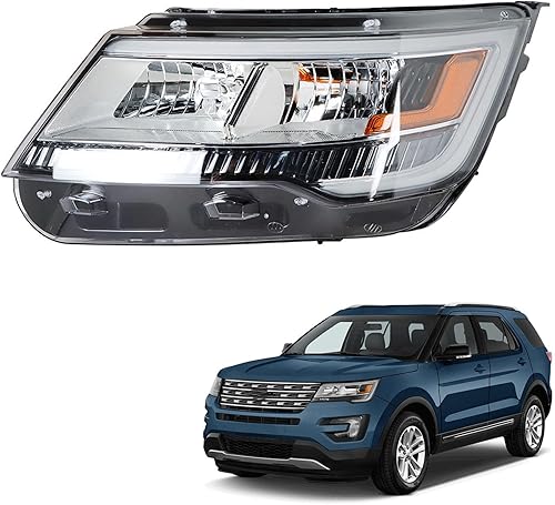 munirater Paquete de 1 conjunto de faros delanteros con bisel negro DRL para el lado del conductor para Explorer 2016-2018