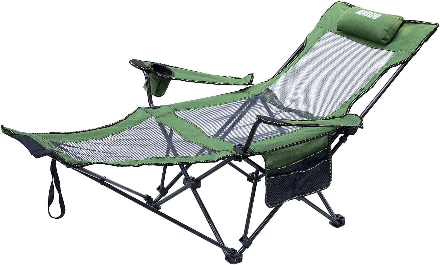 ANIGU Mesh Lounge Reclining Folding Camp Chair with Footrest