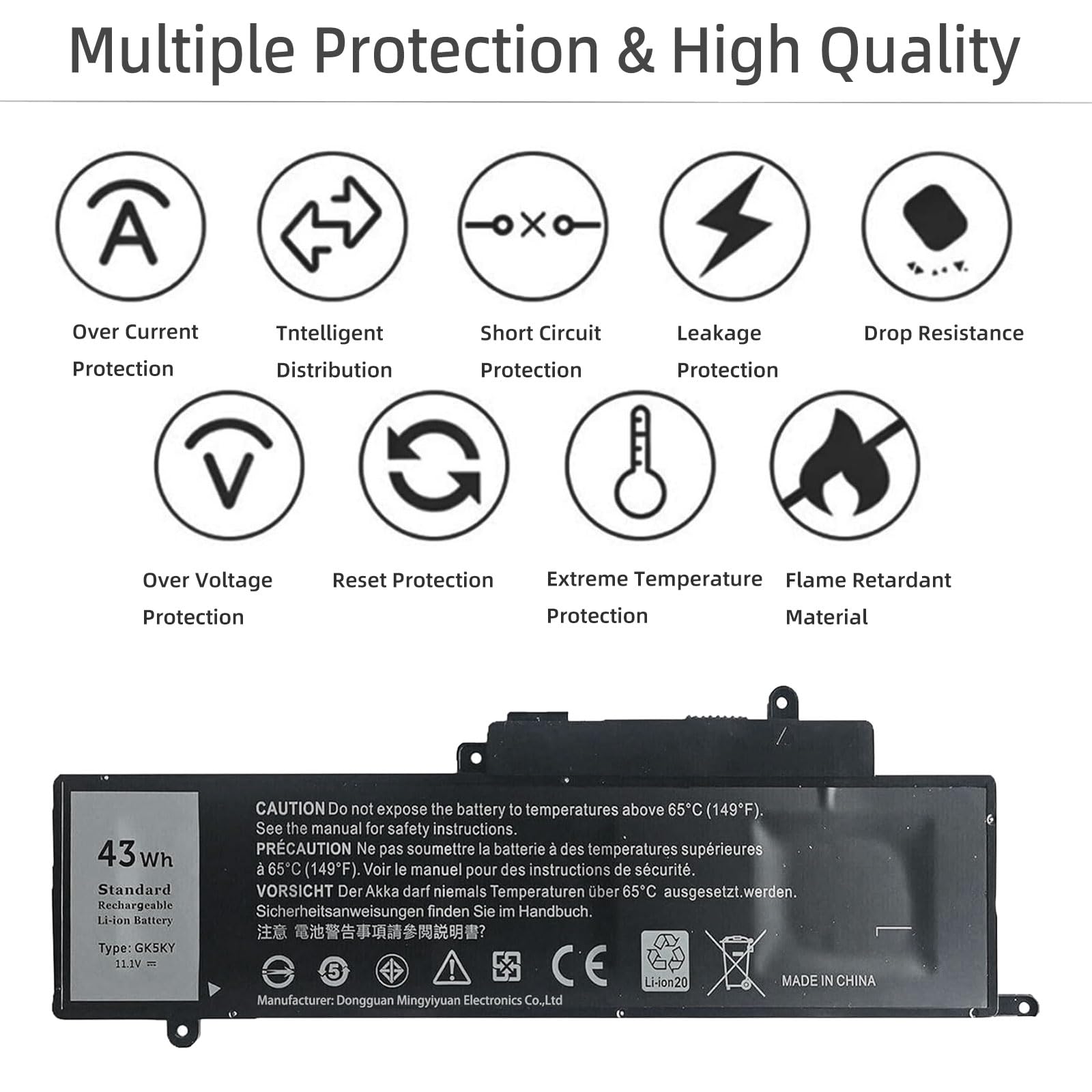 11.1V 43Wh Battery For Dell Inspiron 11 3000 Series 3147 3148 3157 3158 GK5KY