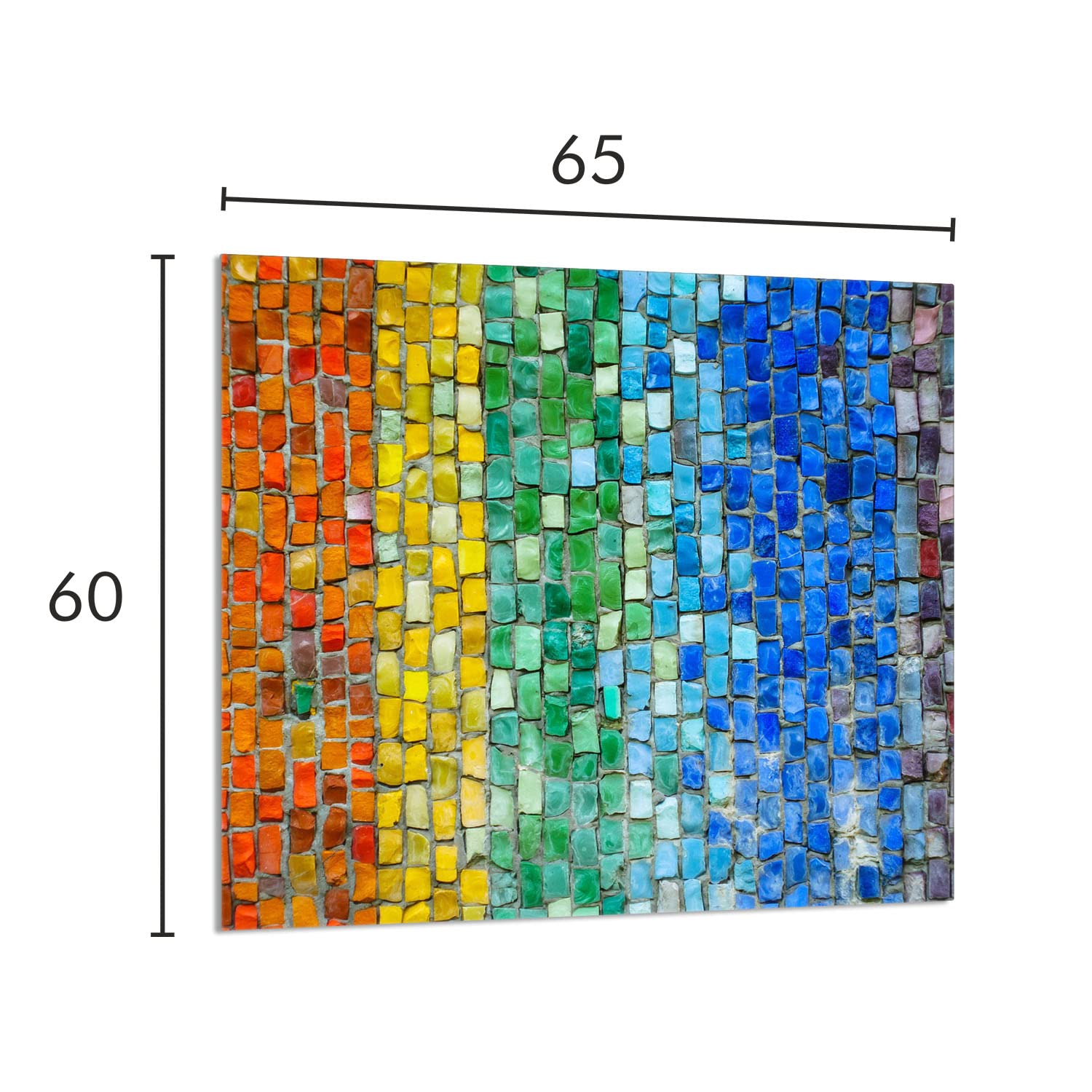 Szklany panel ochronny do kuchni Lacobel, szklana płyta ochronna na kuchenkę, 65x60 cm, szklana deska do krojenia, ochrona przed rozpryskiwaniem, uniwersalna, KOLOROWA