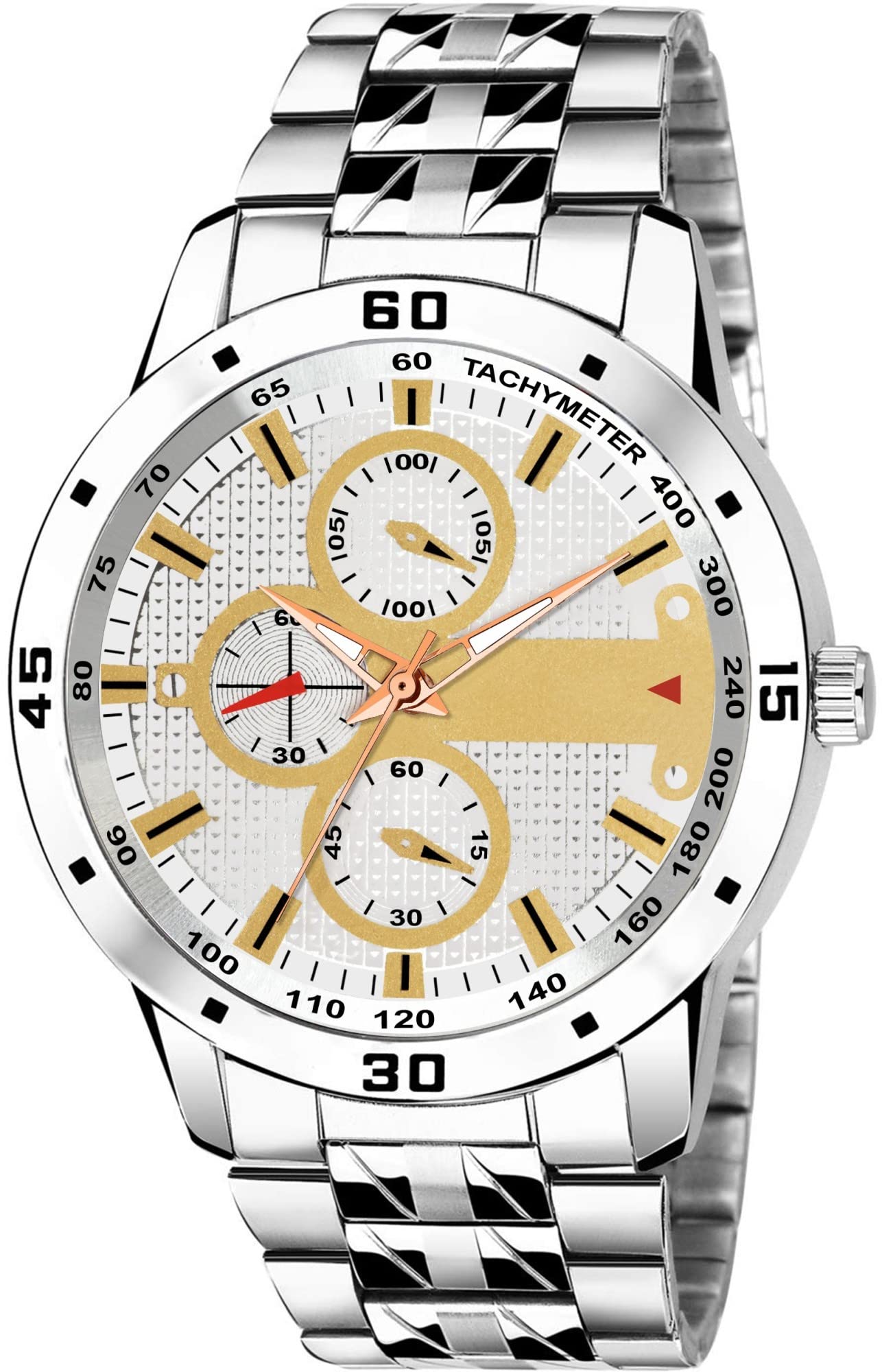 WANTONMen Stylist Hand Watch Dial Colour Black Bezel Material Stainless Steel Case Shape Round Band Material Stainless Steel Wrist Watch-(PO1).(P_C_B_9120)