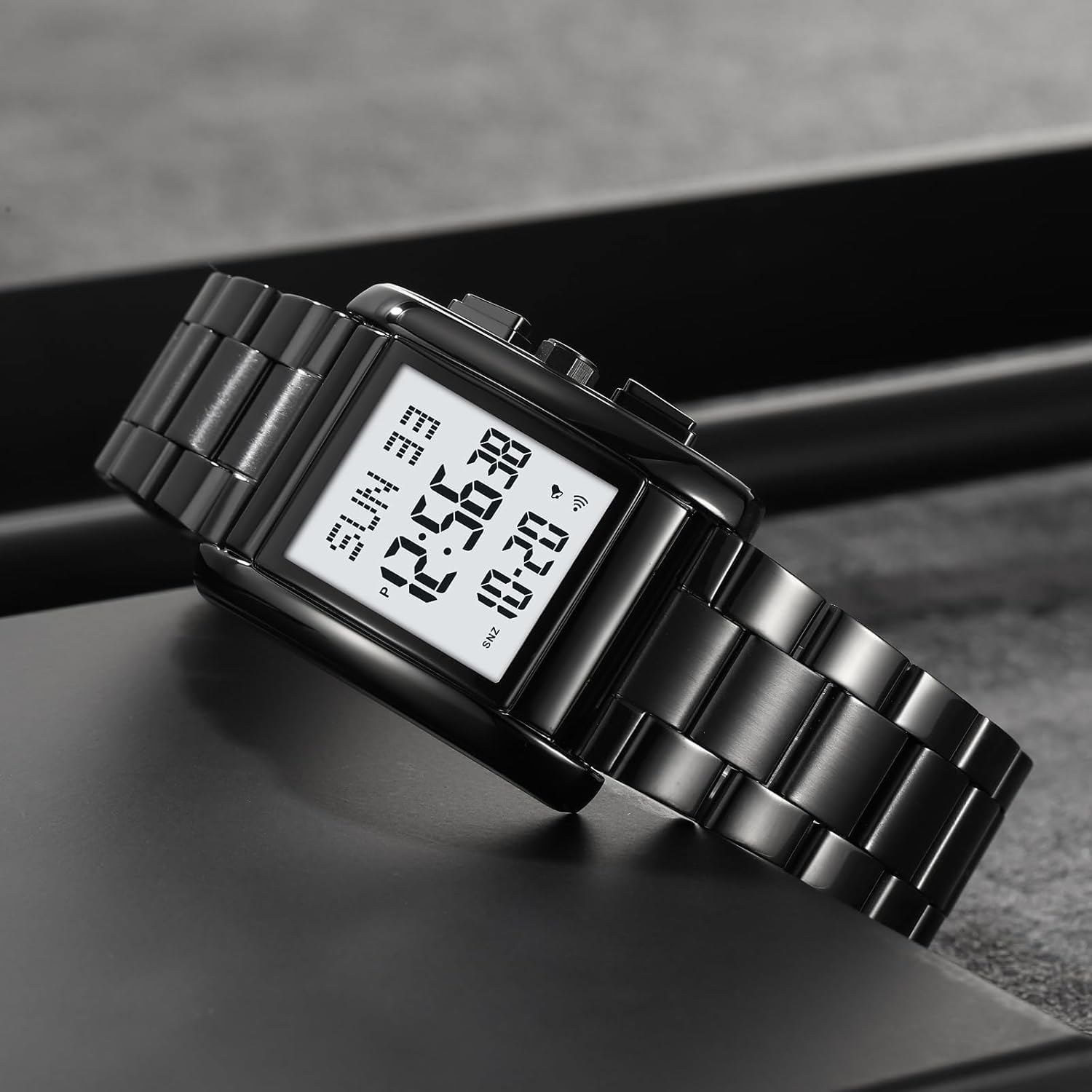 Gosasa Digital Watch Model 1220 being submerged in water, demonstrating its 30M water resistance.